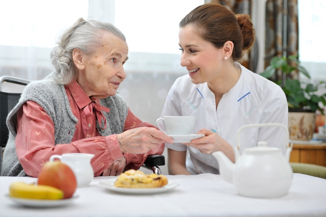 Women eating at care home